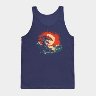 Bonsai tree in the sea at sunset Tank Top